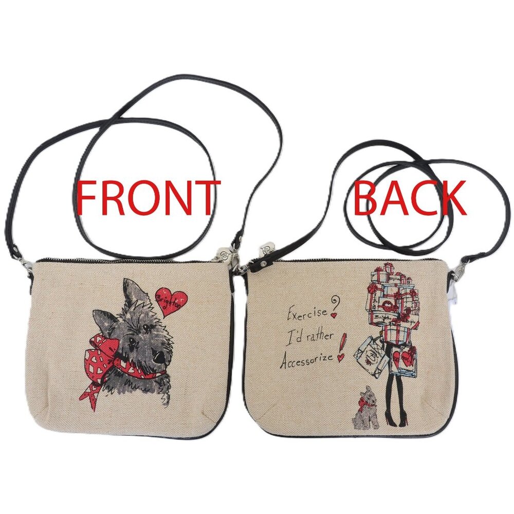 Brighton Retired Scottie Dog Crossbody Clutch Bag Canvas Purse Dog Lovers